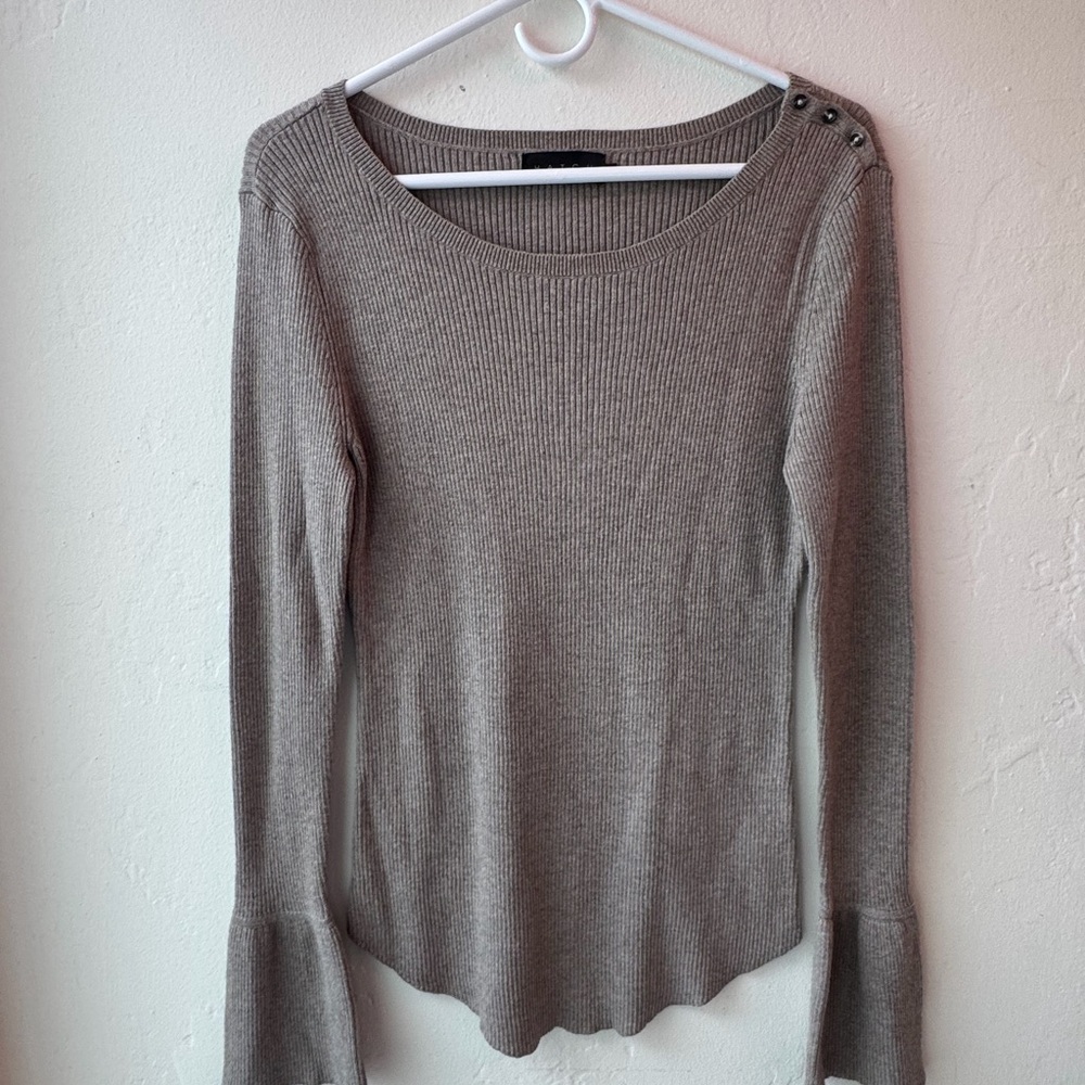 Hatch Gray Long Sleeve Ribbed Top